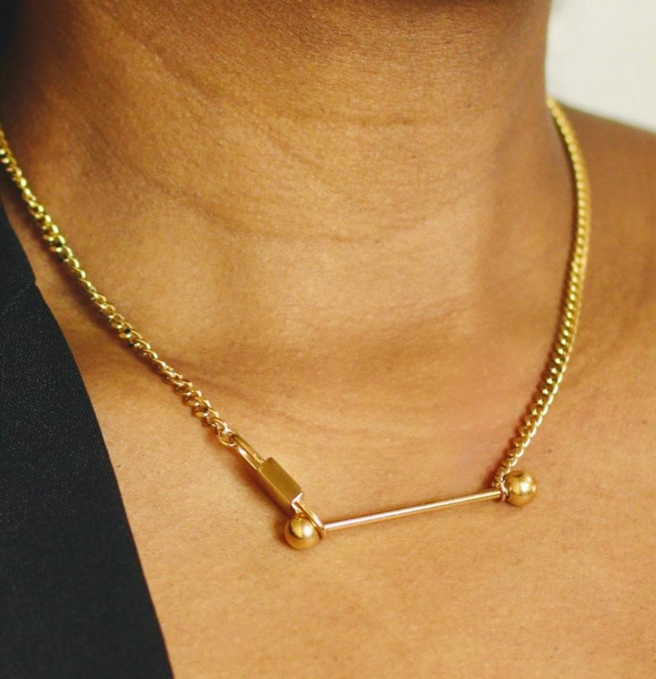 Ball Bar Lock Necklace