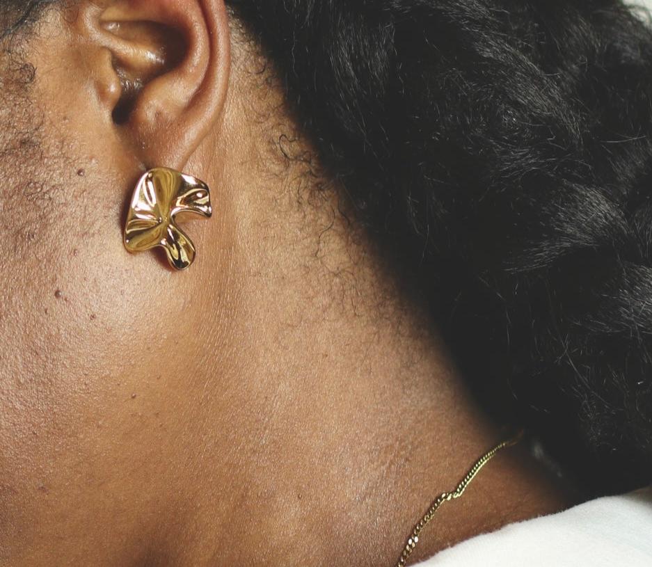 Golden Petal Mosaic Studs