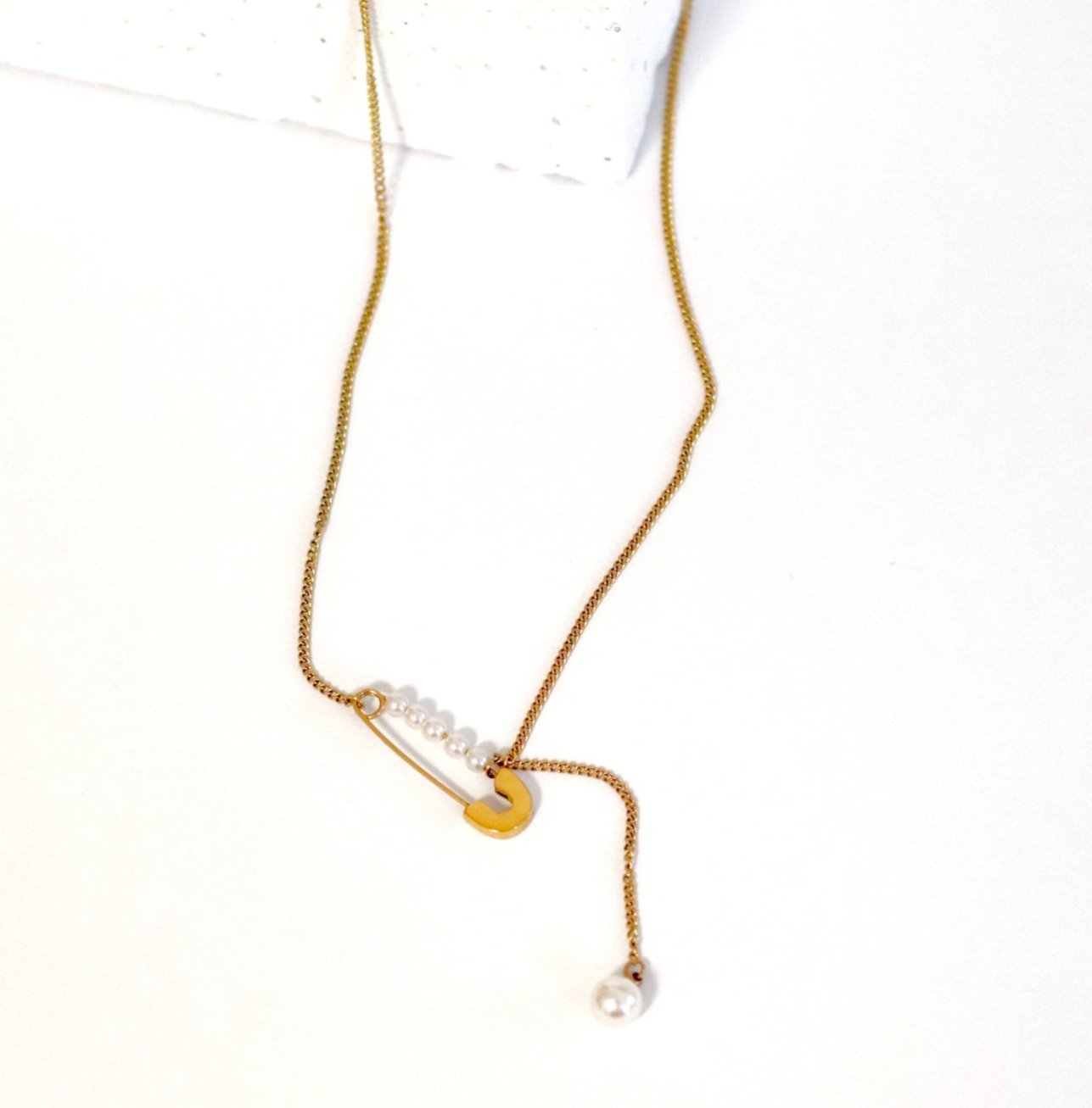 Pearl Accent Pin Pendant Necklace