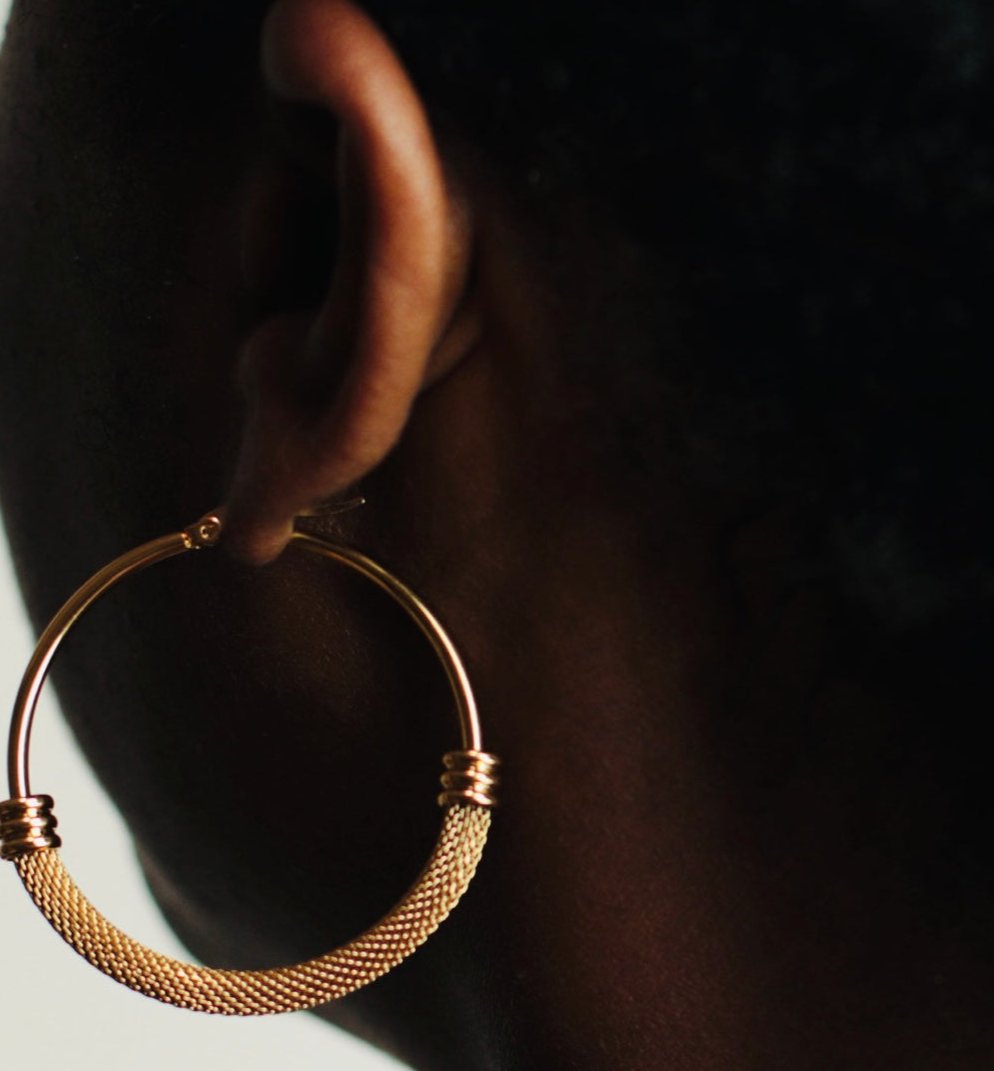 Half Mesh Hoop Earrings